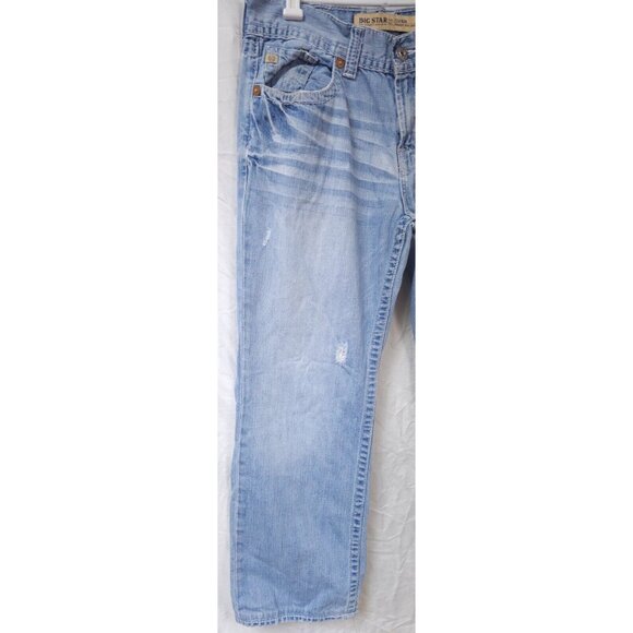Big Star Mens 33Rx30 Light Wash Distressed Regular Fit Boot Cut Pioneer Jeans - Picture 2 of 12